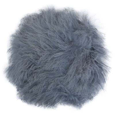 Bosie Round Grey Mongolian Fur Cushion