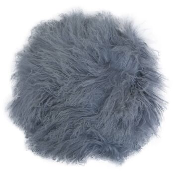 Bosie Round Grey Mongolian Fur Cushion 5