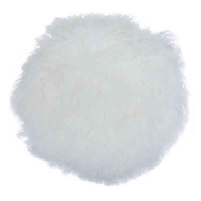 Bosie Round White Mongolian Fur Cushion