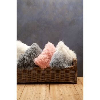 Bosie Small Grey Mongolian Lamb Fur Cushion 2