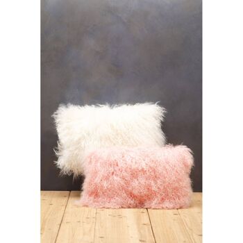 Bosie Small White Mongolian Lamb Fur Cushion 3