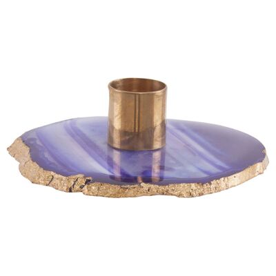 Bowerbird Agata Blue / Gold Candle Holder