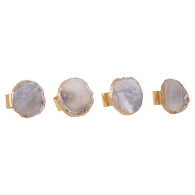 Bowerbird Agata Grey / Gold Napkin Rings