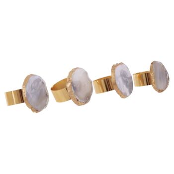 Bowerbird Agata Grey / Gold Napkin Rings 2