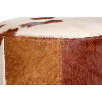 Brown/White Genuine Cowhide Ottoman 4