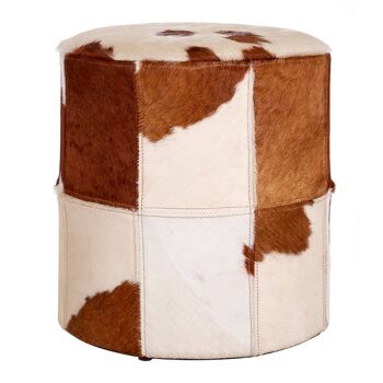 Brown/White Genuine Cowhide Ottoman 5