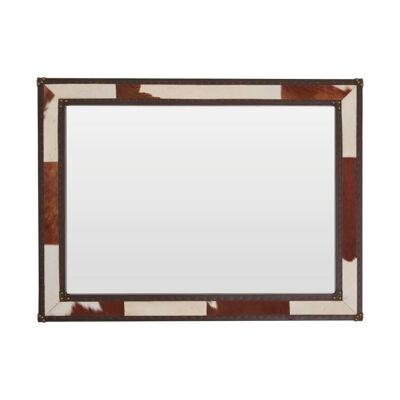 Brown/White Genuine Cowhide Wall Mirror