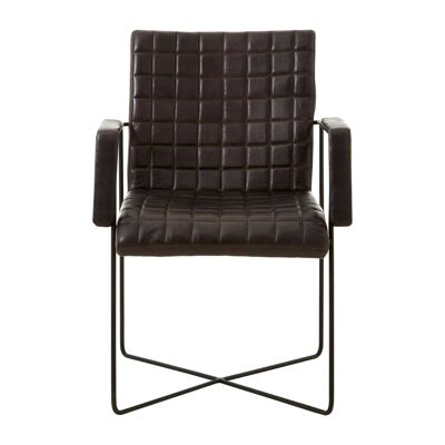 Buffalo Black Leather Weave Chair