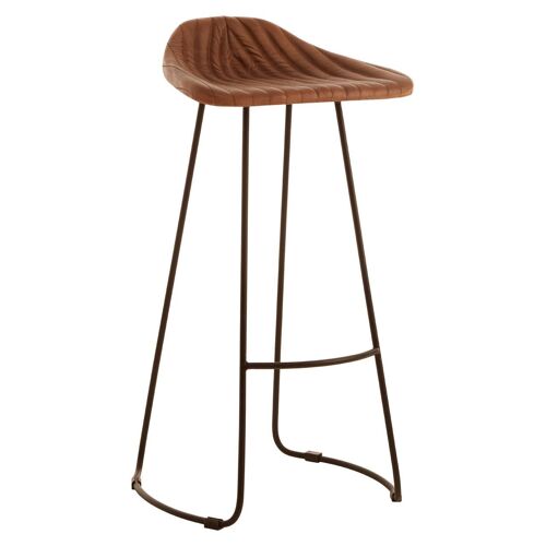 Buffalo Brown Leather / Iron Sled Base Stool