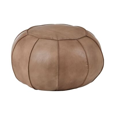 Buffalo Grey Leather Pouffe