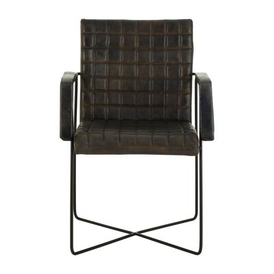 Buffalo Iron / Grey Leather Weave Chair