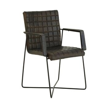 Buffalo Iron / Grey Leather Weave Chair 2