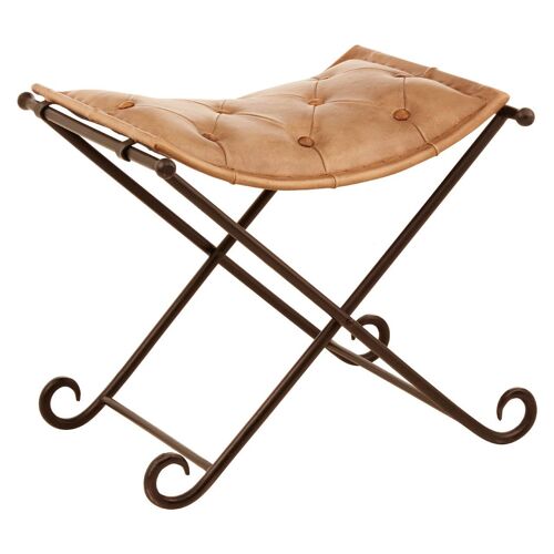 Buffalo Light brown Leather / Iron Stool