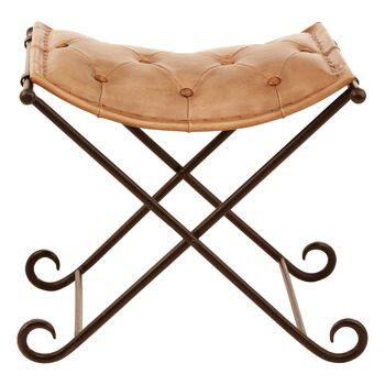 Buffalo Light brown Leather / Iron Stool 2