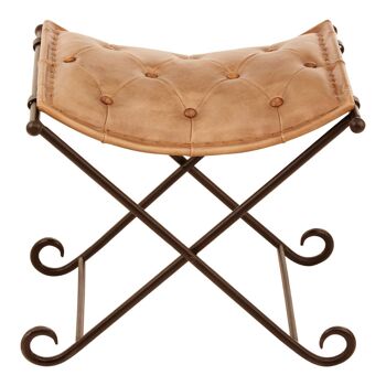 Buffalo Light brown Leather / Iron Stool 3