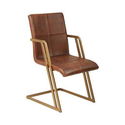 Buffalo Tan Leather Chair with Iron Base
