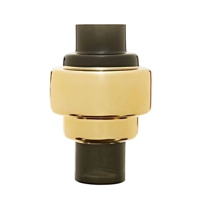 Cayden Small Smoked Black and gold Vase