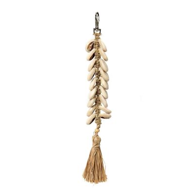 The Raffia Fishbone Keychain - Natural White