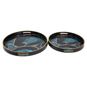 Celina Set of Two Round Agate Trays 1