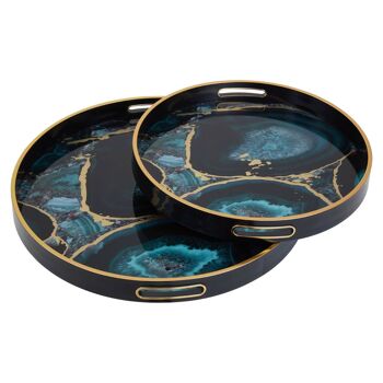 Celina Set of Two Round Agate Trays 2