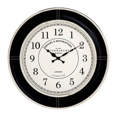 Churchill Black Leather Small Wall Clock
