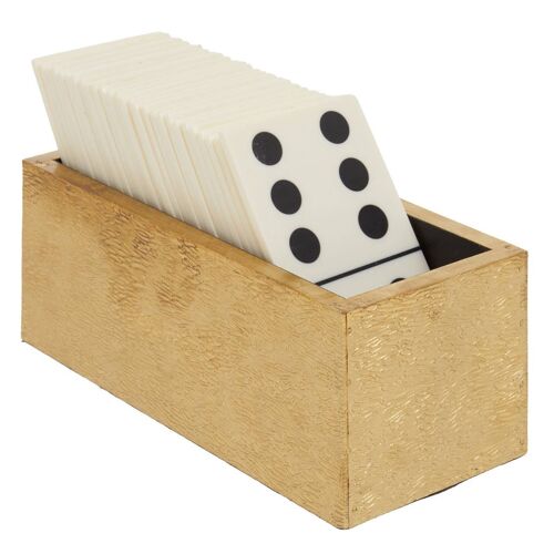 Churchill Games White and Gold Domino Set