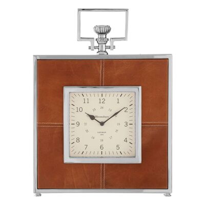 Churchill Genuine Tan Leather Mantel Clock