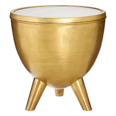 Crest Brass Finish White Marble Top Table