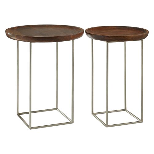 Crest Silver Iron / Wood Tops Side Tables