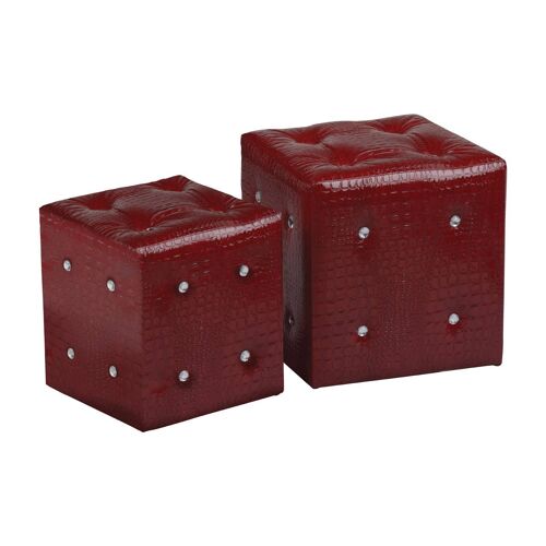 Crocodile Leather Effect Red Stools