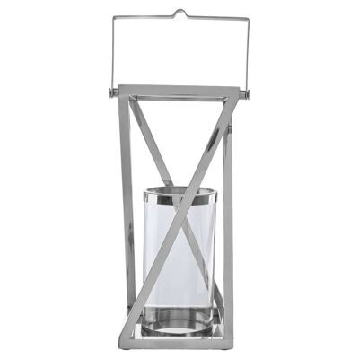 Cruzar Large Silver Criss Cross Lantern