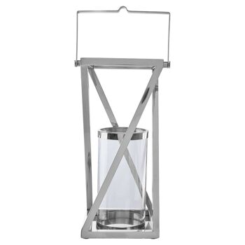 Cruzar Large Silver Criss Cross Lantern 1