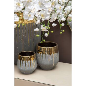 Cyrus Grey and Gold Finish Planter 2