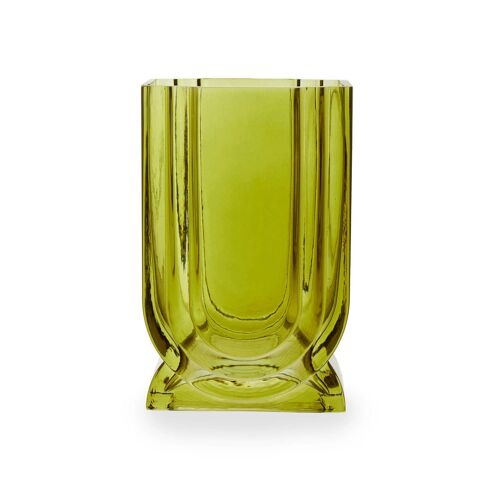 Edan Small Olive Green Glass Vase