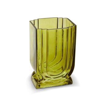 Edan Small Olive Green Glass Vase 2