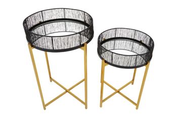 Enzo Set of Two Black Wire and Gold Frame Tables 2