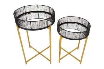 Enzo Set of Two Black Wire and Gold Frame Tables 6