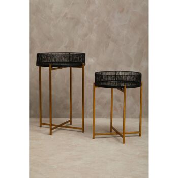 Enzo Set of Two Black Wire and Gold Frame Tables 7