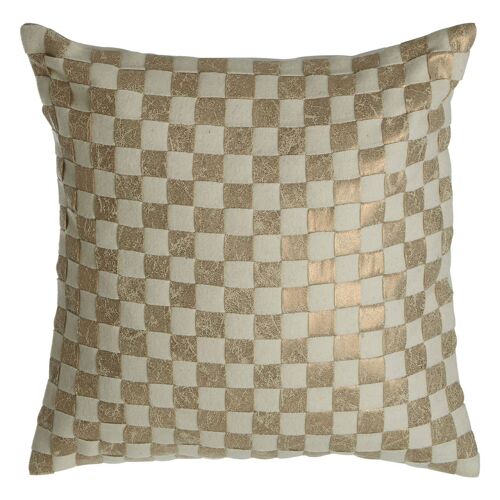 Fifty Five South Gold Check Square Cushion