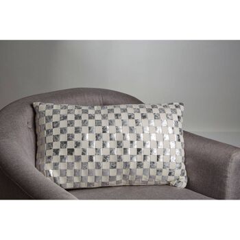 Fifty Five South Ivory/Silver Check Cushion 3