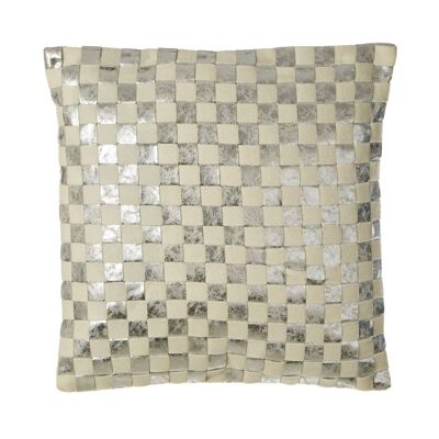 Fifty Five South Silver Check Square Cushion