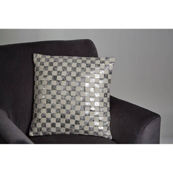 Fifty Five South Silver Check Square Cushion 3