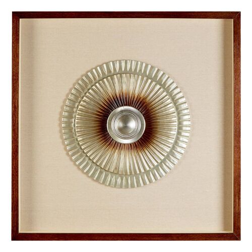 Framed Silver Round Carving Wall Art