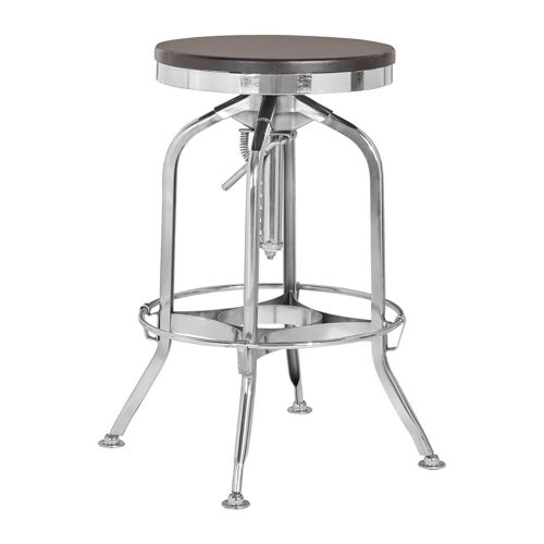 Gator Ash Wood Silver Chromed Metal Stool