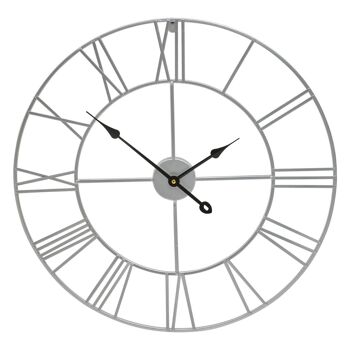 Genova Small Silver Metal Roman Numeral Wall Clock 5