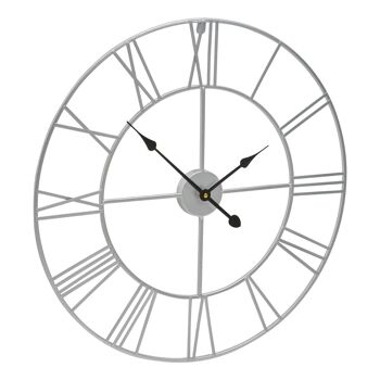 Genova Small Silver Metal Roman Numeral Wall Clock 6