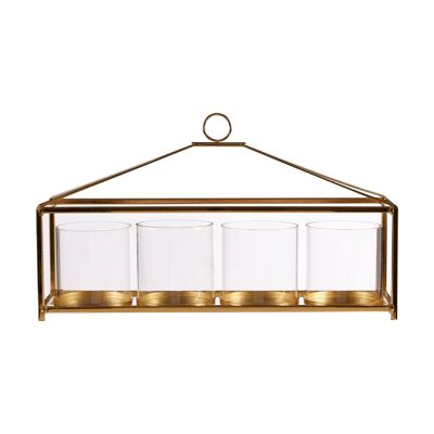 Glass and Gold Long Table Candle Holder