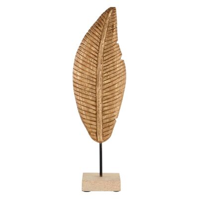 Gold Feather on Woooden Stand
