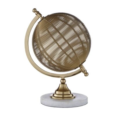 Gold Wire Globe with Marble Base