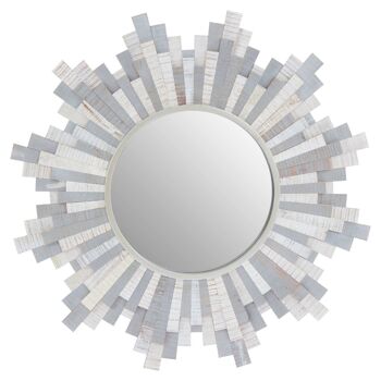 Grey and White Wooden Wall Mirror 1